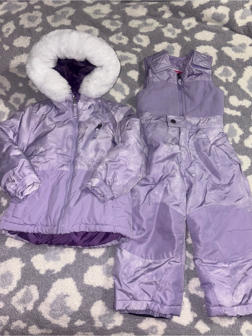 Snozu 2 Piece Lavender Purple Snowsuit with Fur Trim Hood Winter Essential 3T